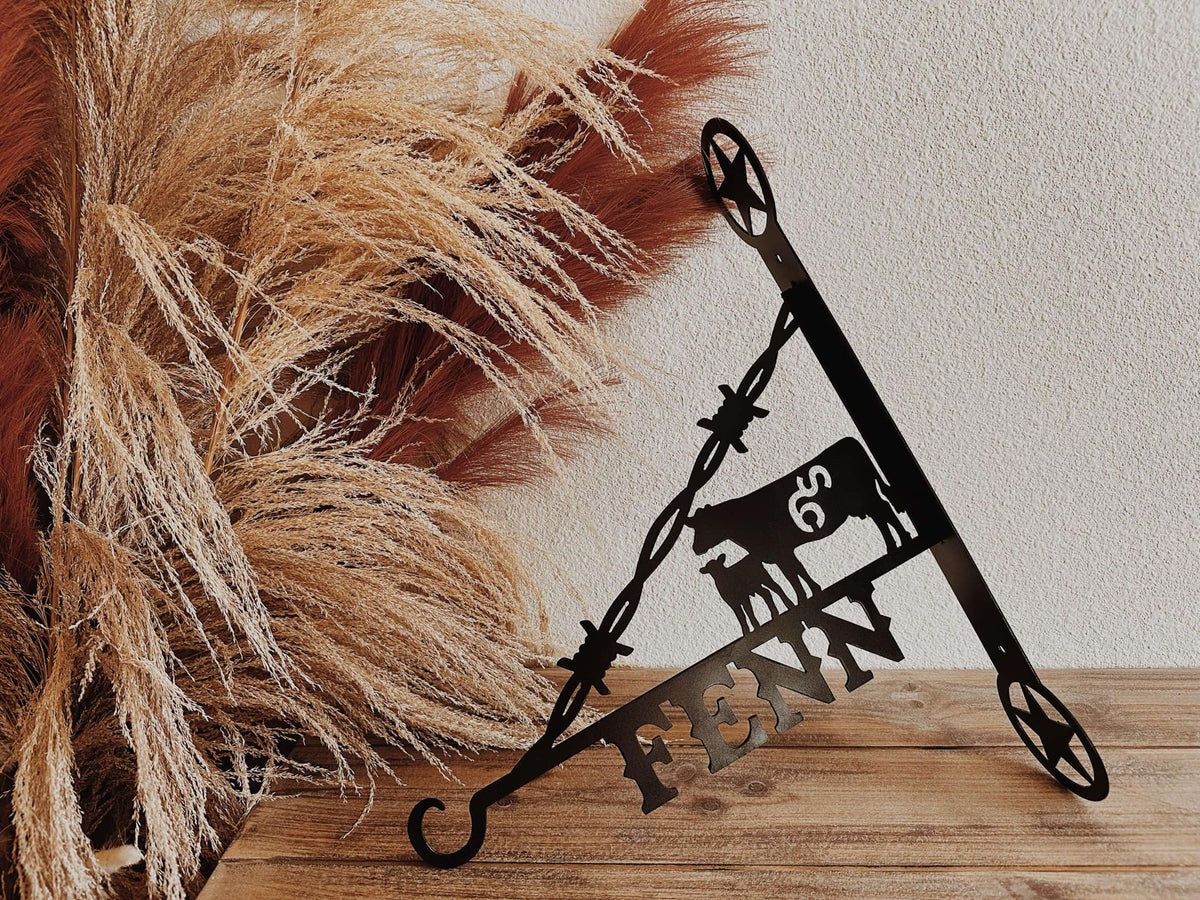 Decorative Western Flower Hanger - Custom Name & Livestock Brand
