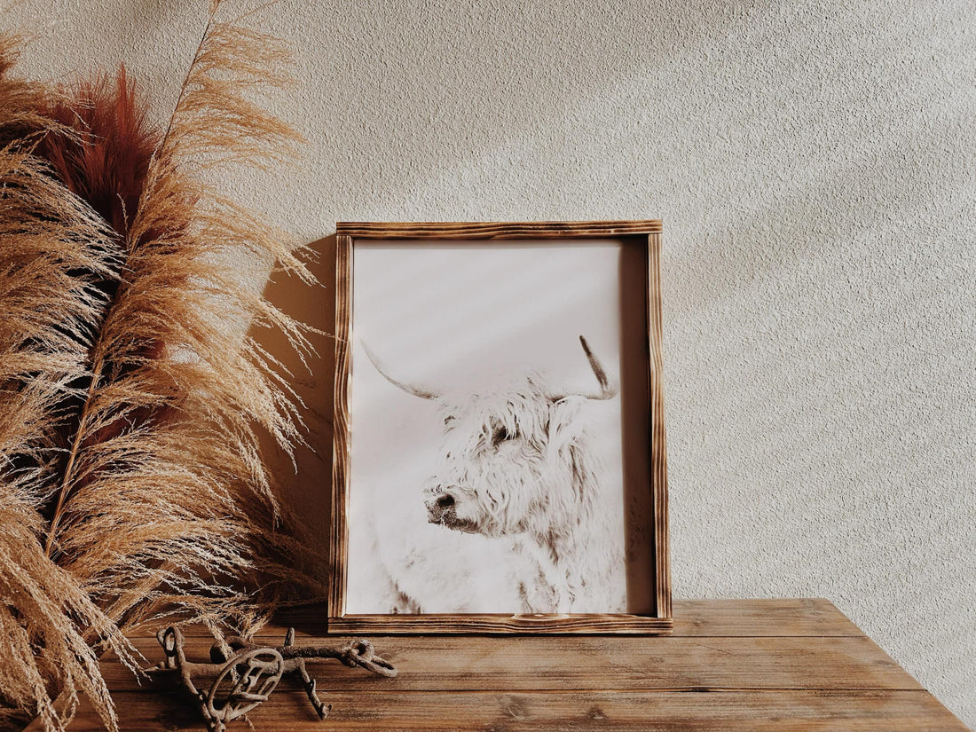 Bull Headed - Handcrafted Western Wood Framed Canvas 16x20