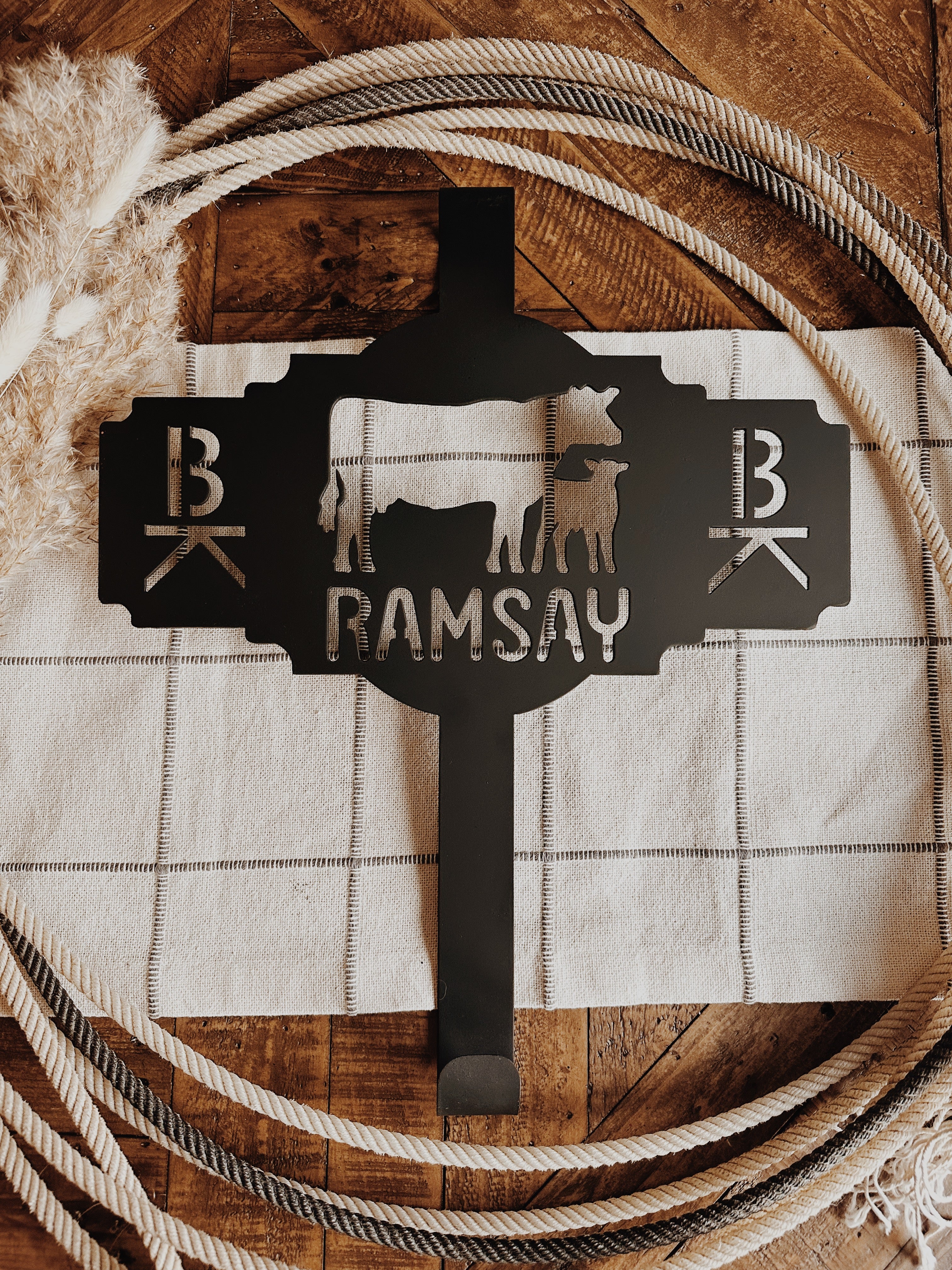 Western Wreath Hanger - Custom YOUR NAME + LIVESTOCK BRAND HERE