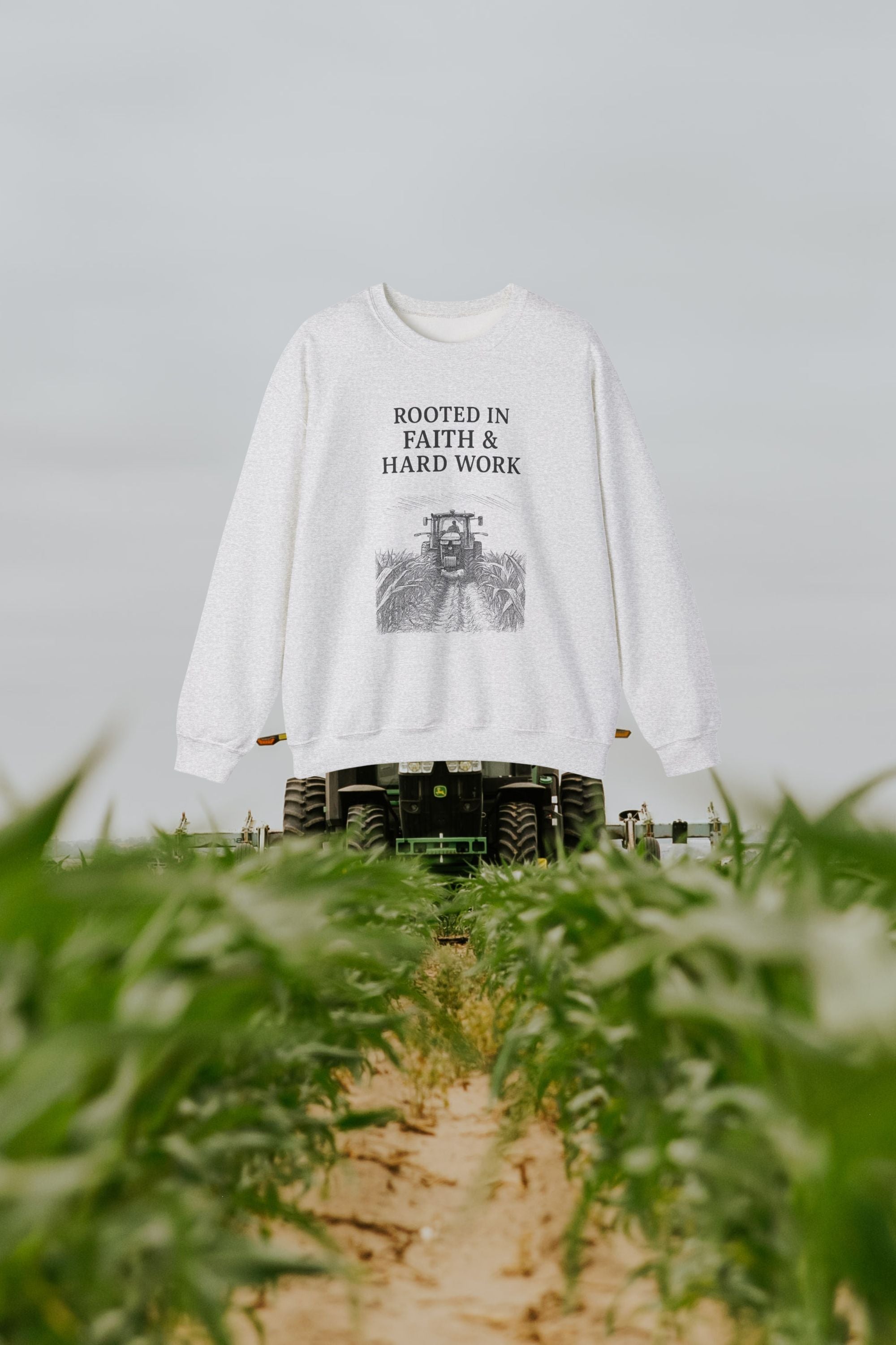 Rooted in Faith & Hard Work - Crewnecks + Hoodies