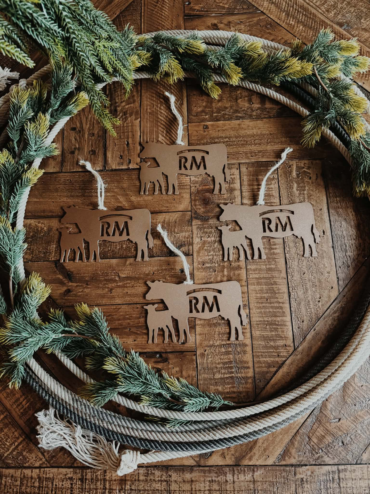 Branded Cow Calf Ornament 4 Pack