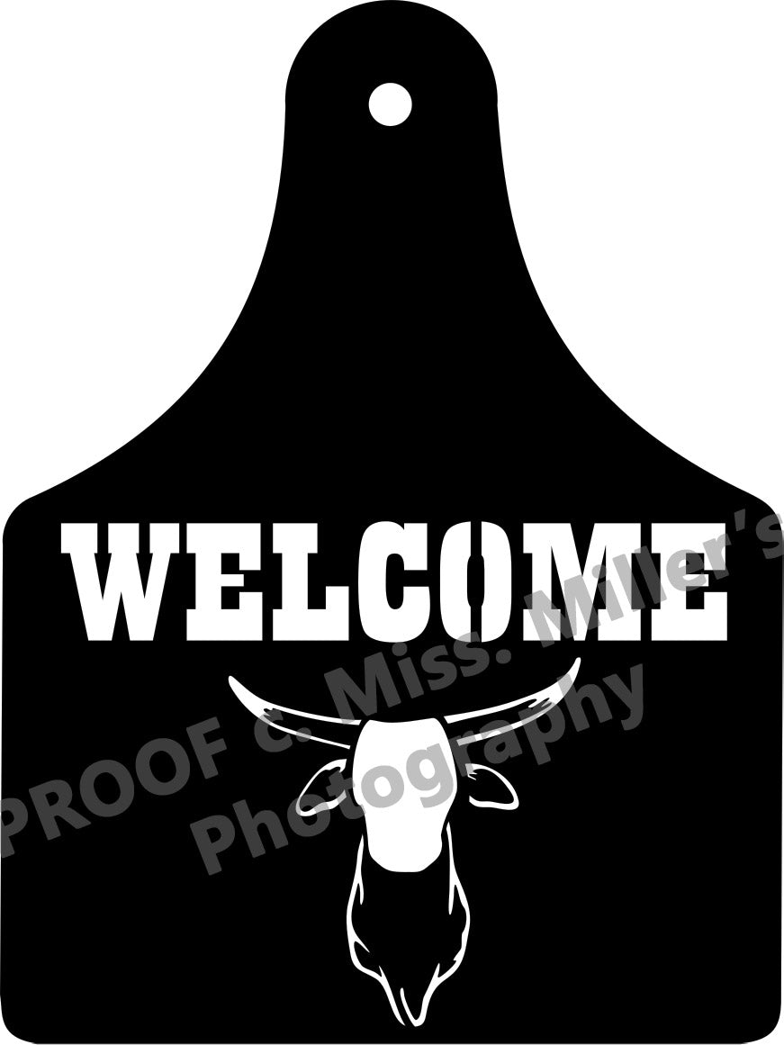 12 inch Cattle Ear Tag Welcome Sign-Brahman Bull