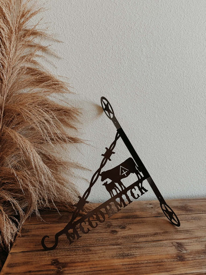 Decorative Western Flower Hanger - Custom Name &amp; Livestock Brand
