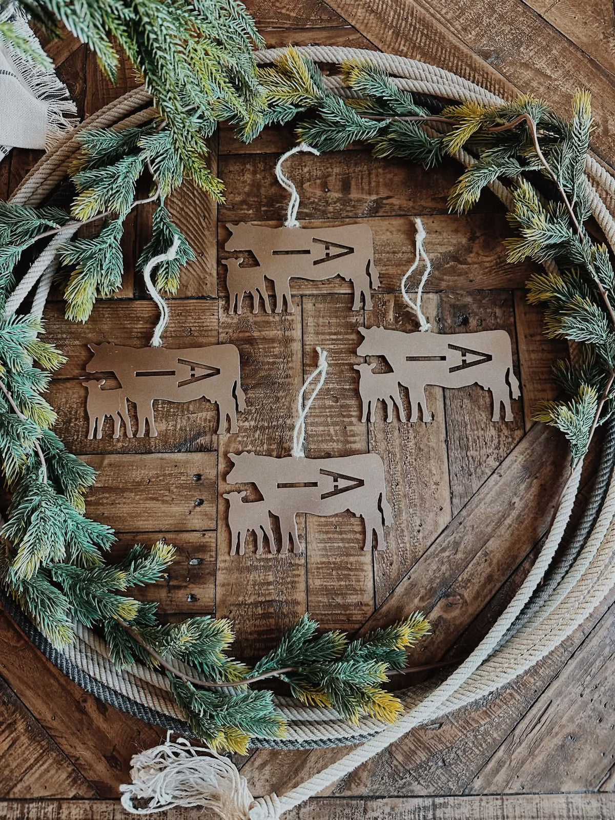 Branded Cow Calf Ornament 4 Pack