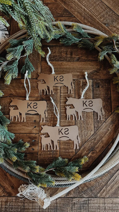 Branded Cow Calf Ornament 4 Pack