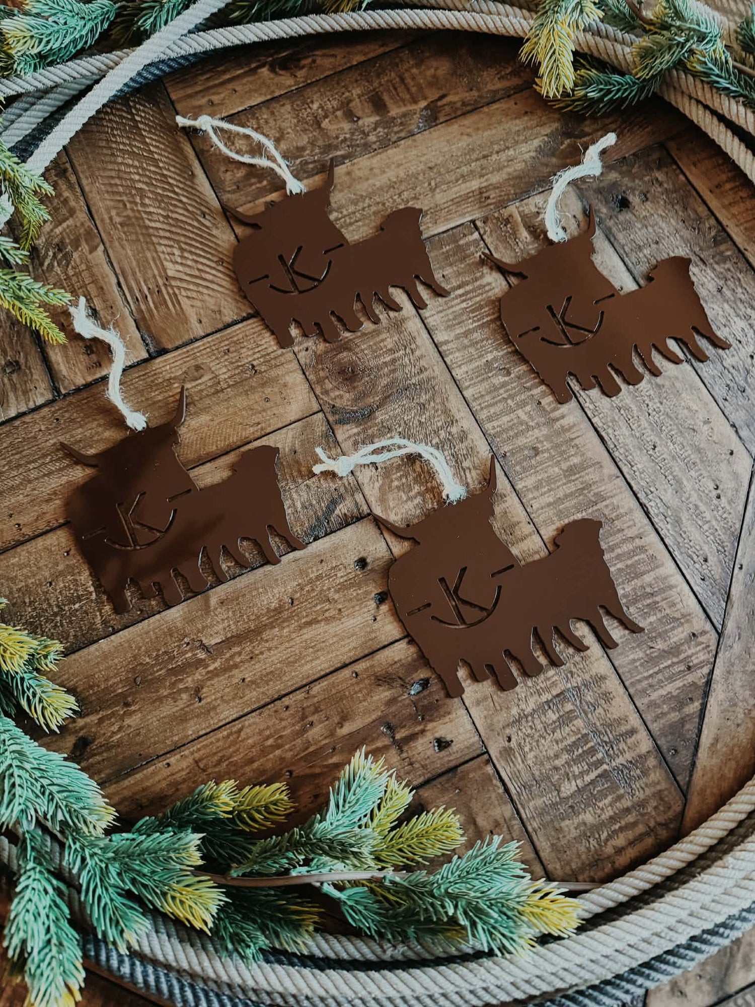 Highland Cow Calf Ornament 4 Pack