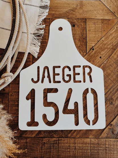 16 inch Cattle Ear Tag with Custom Address + Name