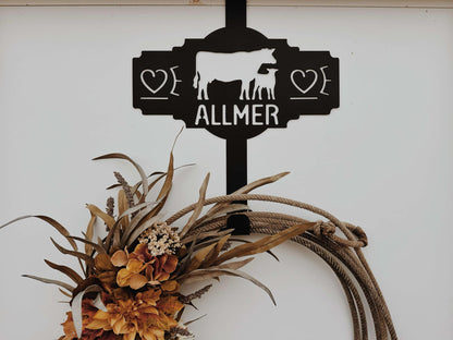 Western Wreath Hanger - Custom YOUR NAME + LIVESTOCK BRAND HERE