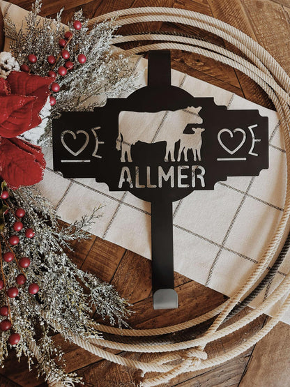 Western Wreath Hanger - Custom YOUR NAME + LIVESTOCK BRAND HERE