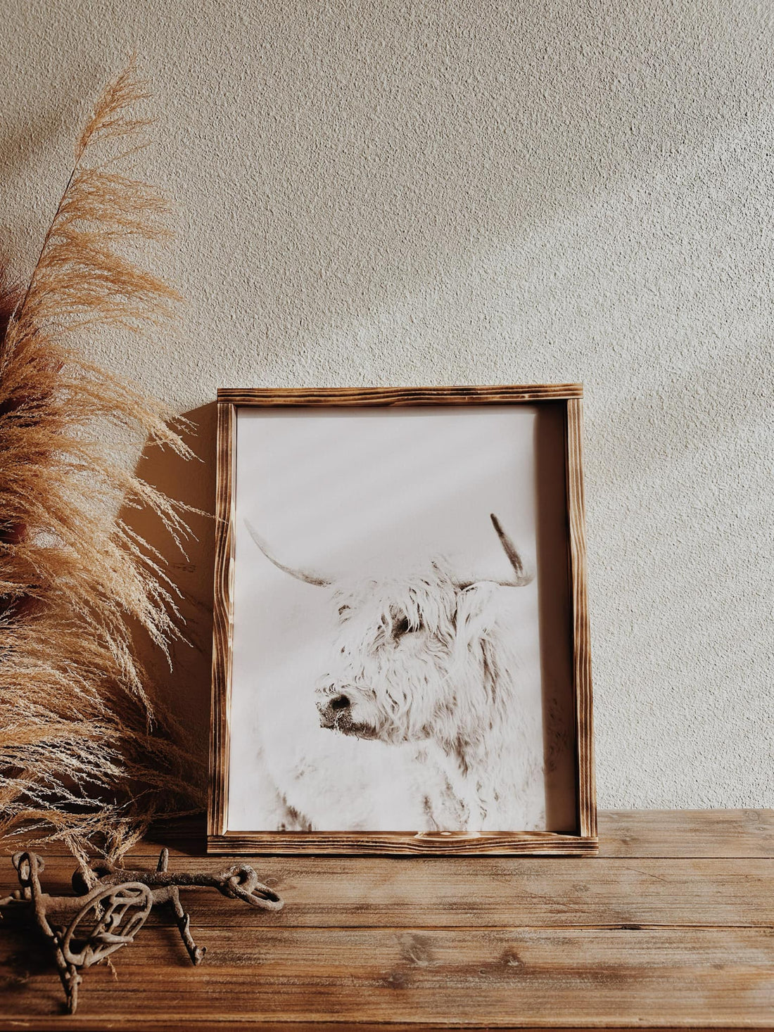 Bull Headed - Handcrafted Western Wood Framed Canvas 16x20