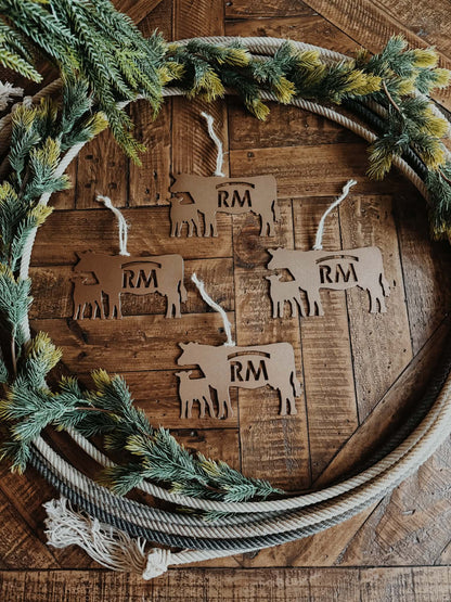 Branded Cow Calf Ornament 4 Pack