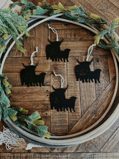 Highland Cow Calf Ornament 4 Pack