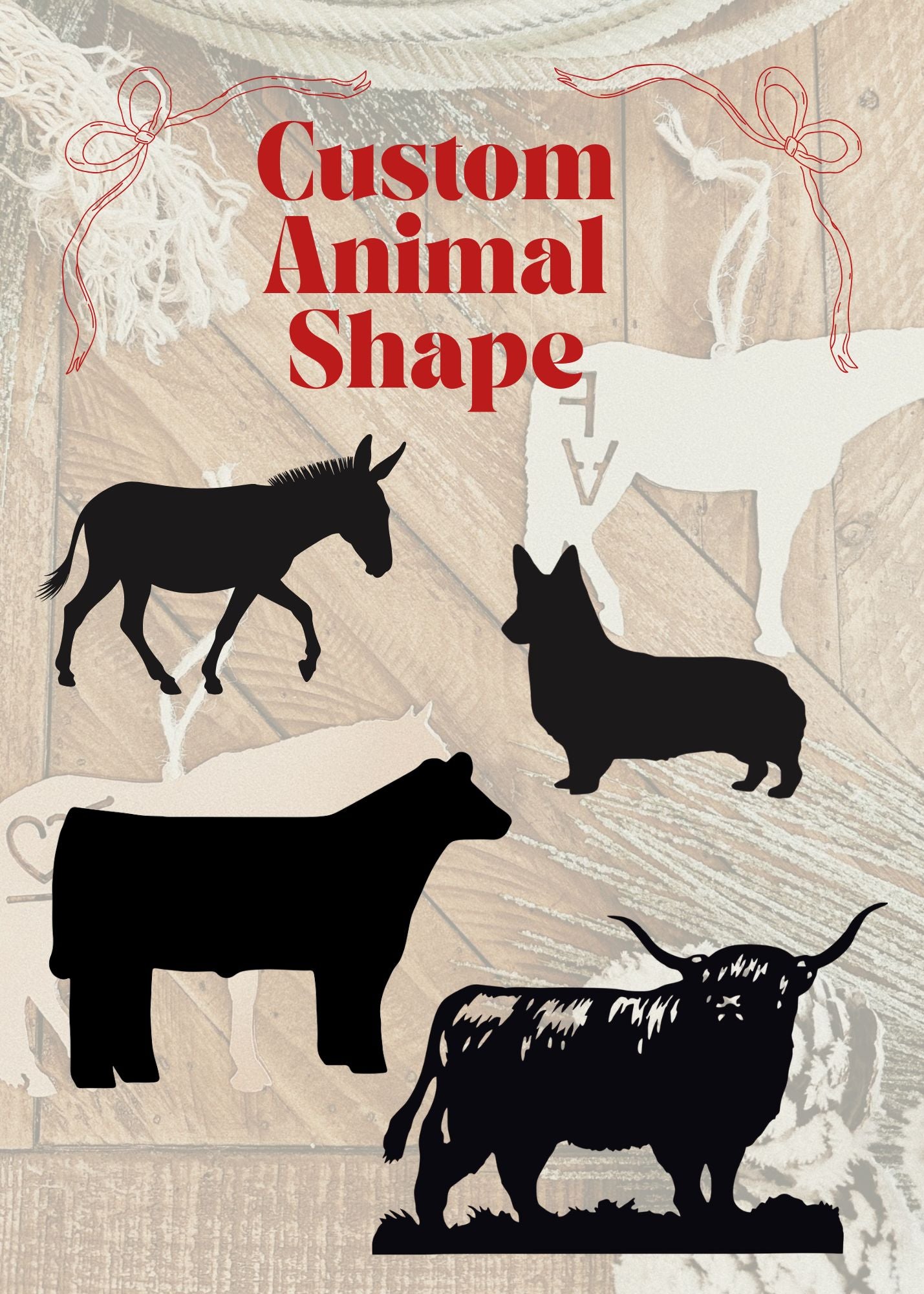 Custom Animal Shape Ornament 4 Pack