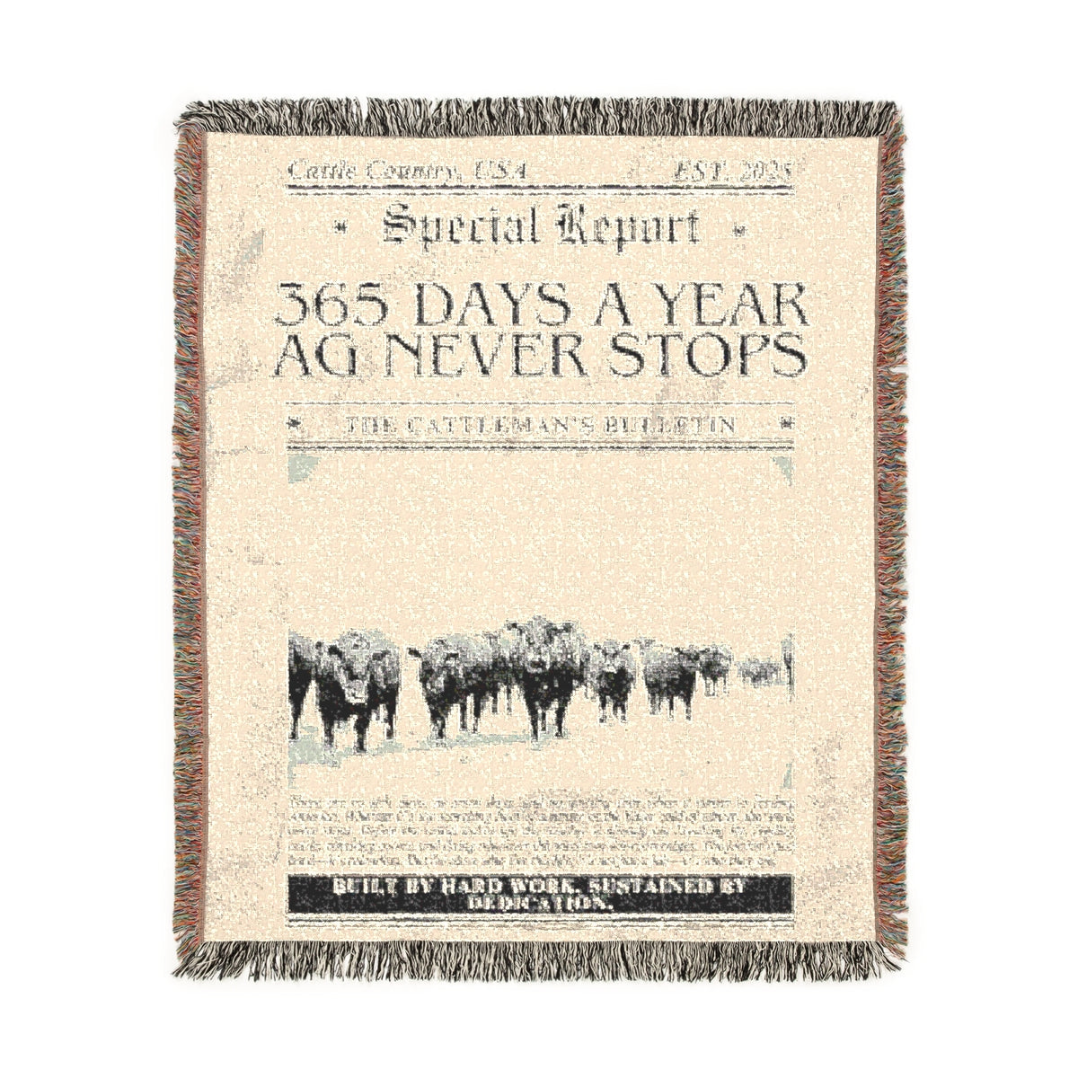 Woven Blanket - 365 Days a Year Ag Never Stops