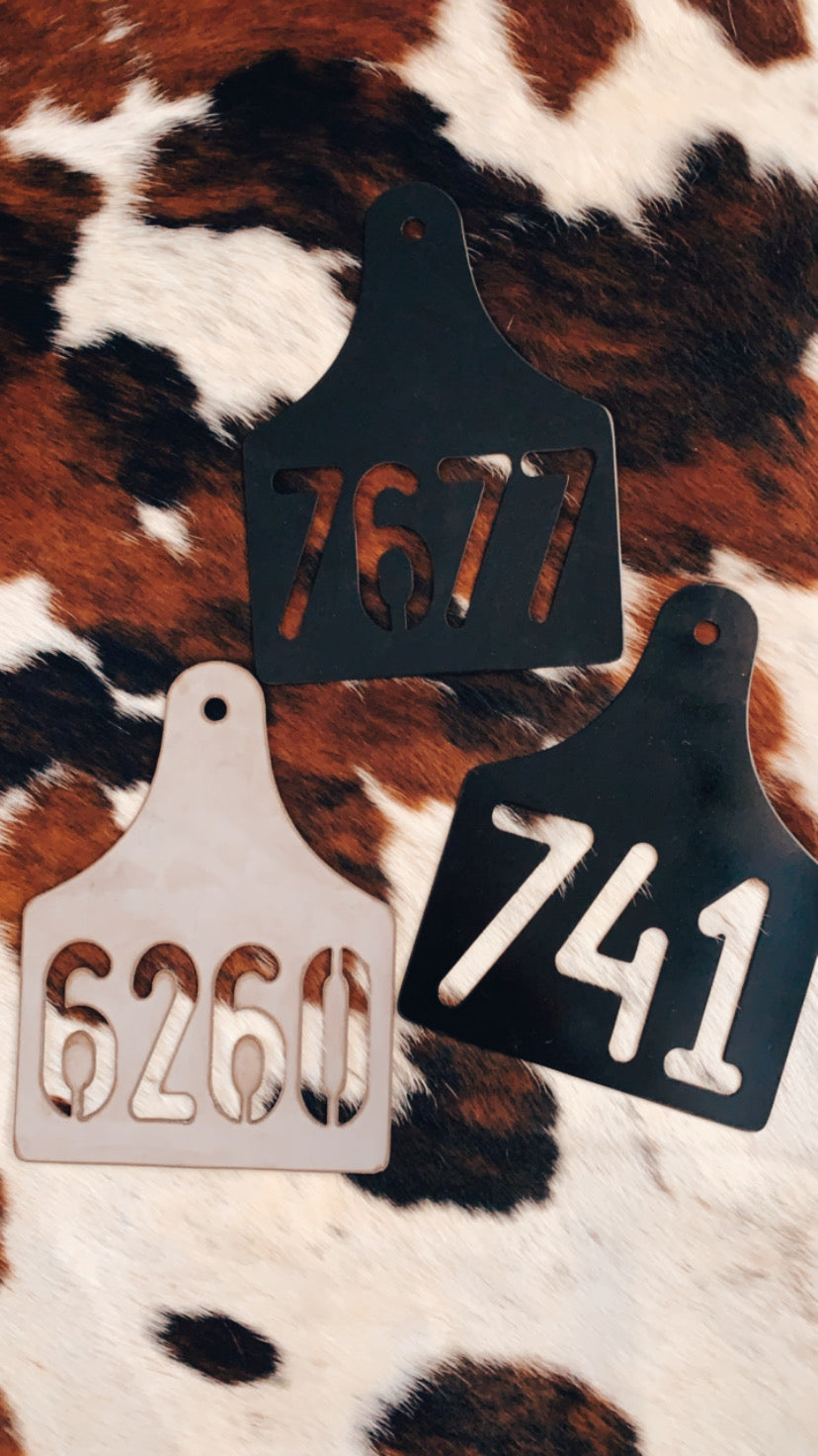 12 inch Cattle Ear Tag with Custom Address